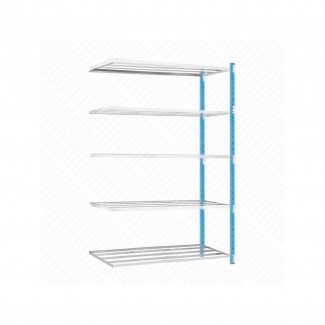 Étagère métallique Agria 5 tablettes tubulaires - Kit suivant E4K Étagère métallique Agria 5 tablettes tubulaires - Kit suivant E4K