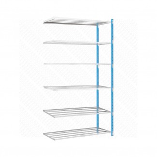 Étagère métallique Agria 6 tablettes tubulaires - Kit suivant F4H Étagère métallique Agria 6 tablettes tubulaires - Kit suivant F4H