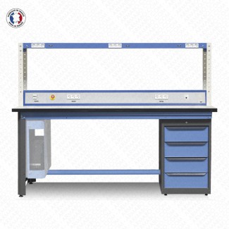 Établi de maintenance avec caisson pied et étagère - Stratifié