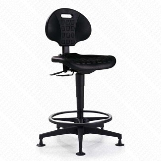 Siège technique POLO - tabouret assis-debout - hauteur réglable jusqu'à 81  cm - repose-pieds réglable - dossier - noir Pas Cher