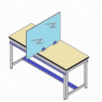 Paroi de séparation centrale en plexiglas H650xL1200mm pour établi de profondeur 750mm