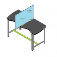 Paroi de séparation centrale en plexiglas H650xL1350mm pour poste Iworks deux utilisateurs.