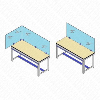 Paroi de fond en plexiglas H650mm pour établi L2000mm